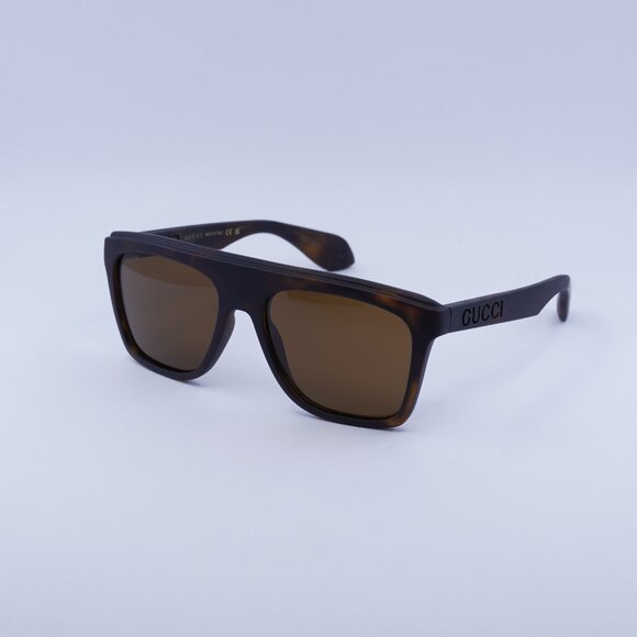 Gucci GG1570S 002 Sunglasses Matte Dark Havana Square Frame, Brown Lenses - Picture 1 of 11